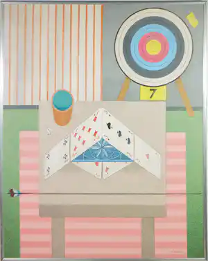 Kees Balvers - Acryl, Poker - Ingelijst verkocht voor € 128!