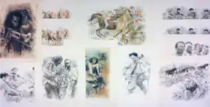 Piet Klaasse - Litho, Lot van 11 litho's muzikanten & paarden kopen? Bied vanaf 90!