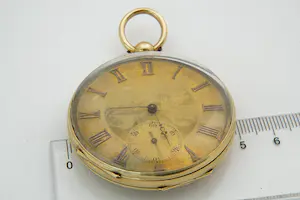 1 - Frankrijk 19e eeuws 18kt gouden horloge met fraai gegraveerde wijzerplaat kopen? Bied vanaf 350!