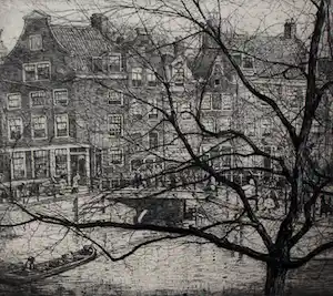 Pieter Dupont - Ets: Prinsengracht te Amsterdam - 1895 verkocht voor € 125!