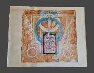 Marijke Stultiens - Limburgs (textiel) kunstenares - bijzondere jaren 90 papier- collage - gesignrd kopen? Bied vanaf 52!