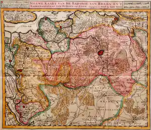 Isaac Tirion - Brabant, Breda, ''Nieuwe Kaart van de Baronie van Breda..'' - Oude Gravure 1741 verkocht voor € 105!