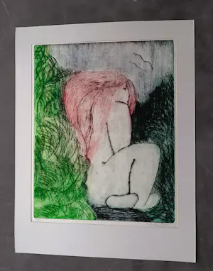 Paul Elshout - Brabants beeldhouwer - handgekleurde litho "kwetsbaar" - kleine oplage (30) kopen? Bied vanaf 47!
