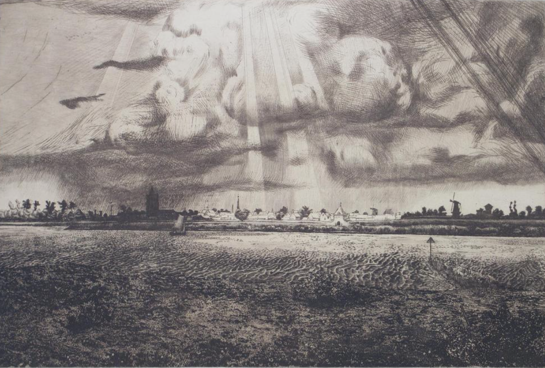 Arend Hendriks - GORCUM - ets en aquatint verkocht voor € 75!