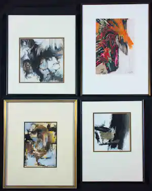 Albert Klijn - Gouache, Lot van vier werken - Ingelijst verkocht voor € 35!