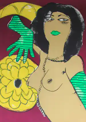 Corneille - Kleuren litho: Un femme aux gants verts - 1978 kopen? Bied vanaf 395!