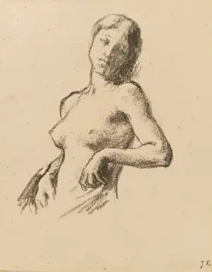 Jean-Francois Millet - Borstbeeld van een naakt jong meisje. Originele lithografie naar Jean-François Millet. kopen? Bied vanaf 84!