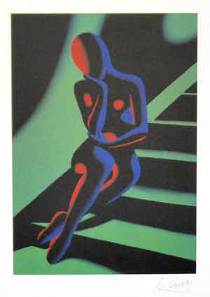 Mark Kostabi - Stairway, grün verkocht voor € 45!