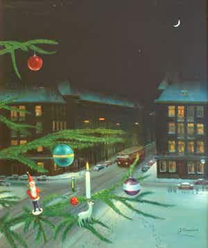 Jan Ouwersloot - Olieverf op board , White Christmas – ingelijst – 1971 verkocht voor € 1500!