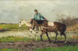Johan Scherrewitz - Groot doek: Terugkerende boer kopen? Bied vanaf 1900!
