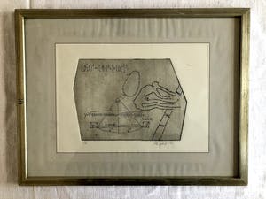 Klaus van der Locht - Abstracte compositie - Ets, Ingelijst kopen? Bied vanaf 35!