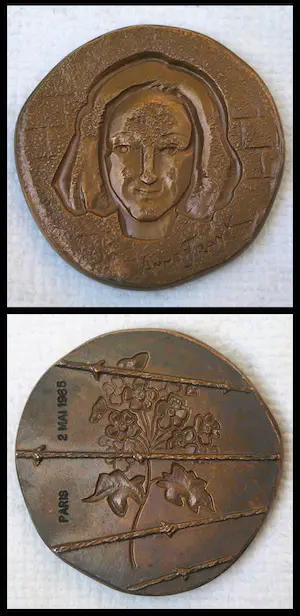 Niet of onleesbaar gesigneerd - Anne Frank , Bronzen penning , Parijs 1965 , Georges Simon kopen? Bied vanaf 1!