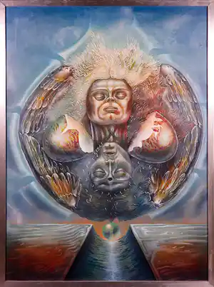Frans Erkelens - Acryl op doek, Kilhuch en de liefde voor Oliven 1 - Ingelijst (Groot) verkocht voor € 50!