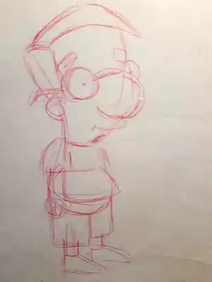Matt Groening - originele productietekening The Simpsons, Milhouse ingelijst + Certificaat verkocht voor € 80!