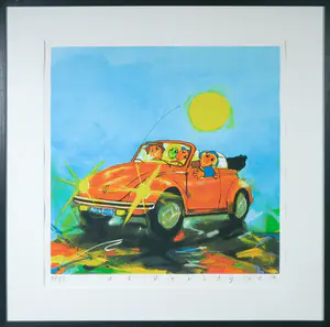 Ad Verstijnen - Zeefdruk, Cabriolet - Ingelijst kopen? Bied vanaf 100!