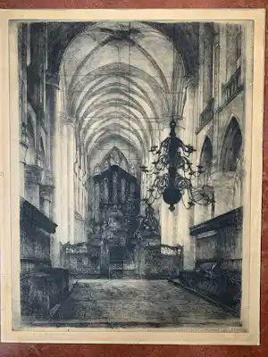 Antoon Derkzen van Angeren - Grote Kerk Dordrecht - grote litho - proef kopen? Bied vanaf 59!