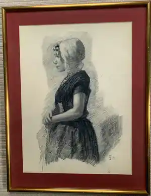 Johan Antonie de Jonge - 'Schevenings vissersmeisje' incl. 2 boeken over De Jonge verkocht voor € 445!
