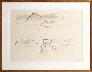 Frederick Franck - Penseeltekening, Mount Fuji - Ingelijst verkocht voor € 65!