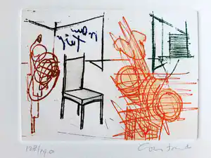 Constant - De stoel - kleurenets - gesigneerd en ingelijst verkocht voor € 350!