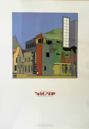 Joost Swarte - "De Toneelschuur" | affiche - ingelijst verkocht voor € 50!