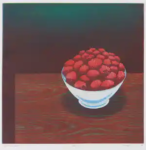 Joop Vegter - Mezzotint, Raspberries in a bowl verkocht voor € 50!
