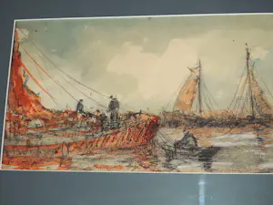 Wim Bos - Gemengde Techniek - Vissersboten op Zee kopen? Bied vanaf 65!