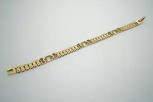 53- Mooie 18 Krt bicolor gouden unisex armband - "treinrails" schakel - gekeurd kopen? Bied vanaf 1110!