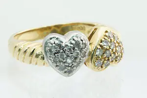 35- Chique bi-color goud (18 krt) platina & diamanten (0.30ct) HART ring kopen? Bied vanaf 190!