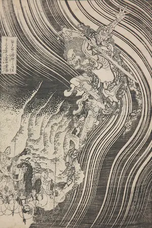 Katsushika Hokusai - Houtdruk op goudpapier, geen titel kopen? Bied vanaf 100!