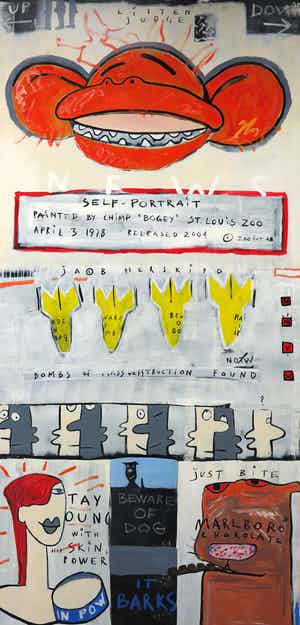 Jacob Herskind - Acryl op doek, News - Ingelijst (Zeer groot) verkocht voor € 240!