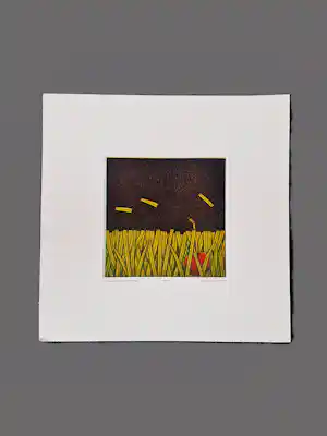 Joop Vegter - Fraaie kleine mezzotint "Kers in het gras bij het maaien" bep. oplage (3/100) verkocht voor € 60!