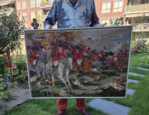 Rob Scholte - "Slipjacht" - Embroidery - 79 x 109 x 4 cm - Achterzijde gesigneerd - 2005 kopen? Bied vanaf 650!