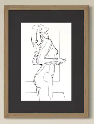 Eugène Eechaut - Prächtiger weiblicher Akt in Tusche – Ausstellung in der Pfeiffer Gallery in Brüssel verkocht voor € 60!