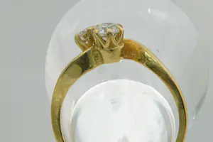 73 - Chique 20 Krt geel gouden slag-ring met ca 0.50 ct briljant - klein model kopen? Bied vanaf 380!