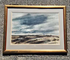 Jan Burgerhout - Jaren 60 - Gouache "Maashaven gebied Rotterdam" - mooi ingelijst - GROOT!! kopen? Bied vanaf 1!