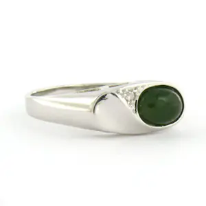 14k wit gouden ring met mos agaat en single cut geslepen diamant tot. 0.01ct kopen? Bied vanaf 200!