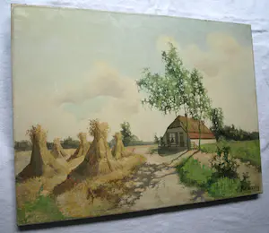 Paul van der Ven - Olieverf op doek , Landschap met boerderij kopen? Bied vanaf 80!