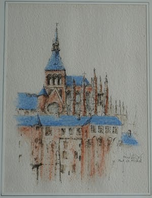 Niet of onleesbaar gesigneerd - Ingelijste tekening , Mont Saint-Michel – gesigneerd - 1996 kopen? Bied vanaf 1!