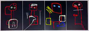 Theos - Zeefdruk, Lot van 4 abstracte figuren kopen? Bied vanaf 70!