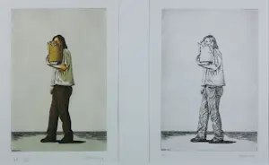Erlend Steiner Lovisa - (Ingekleurde) Etsen op papier, Pierre - Ingelijst kopen? Bied vanaf 35!