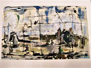 Anton Voorzanger - Fraaie impressionistische Gouache - Zeilboten voor een haven - gesigneerd verkocht voor € 70!