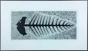 Ognjen Jeremic - Litho, Zonder titel (Vis) - Ingelijst verkocht voor € 80!