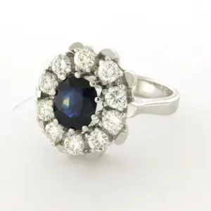 18k witgouden ring bezet met saffier en briljant geslepen diamanten tot. 0.65ct kopen? Bied vanaf 800!