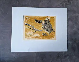 Toon Wegner - Fraaie eigen druk kleuren-lithografie | 'Zonnebloem' | 1962 - inkt gesigneerd kopen? Bied vanaf 29!