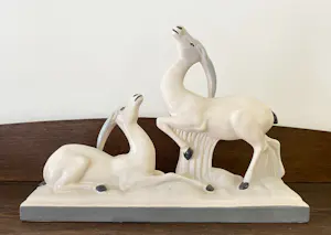Charles Lemanceau - Art Deco Keramiek Beeld - 'Gazellen' kopen? Bied vanaf 120!