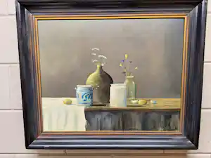 Henk Poeder - Stilleven met Eieren en Vaasje met bloemen en div verkocht voor € 186!