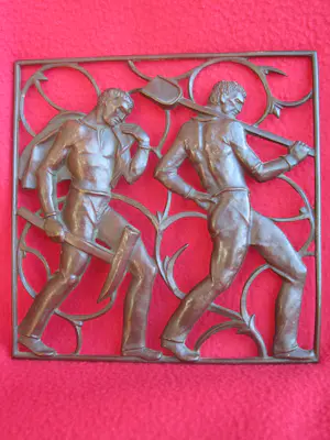 Heinrich Friedrich Moshage - Bronzen reliëfs arbeiders en dansend paar. kopen? Bied vanaf 120!