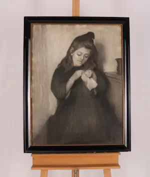 Nicolaas Pieneman - Portret van een meisje met handwerk kopen? Bied vanaf 200!