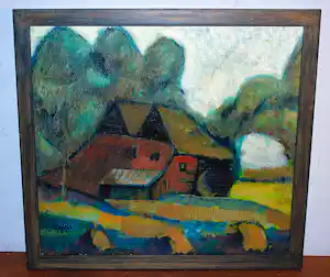 Pieter Briels - boerderij - 1962 - olieverfschilderij verkocht voor € 50!
