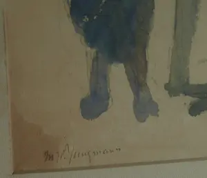 Maarten Jungmann - Ingelijste aquarel , Twee figuren.... kopen? Bied vanaf 50!